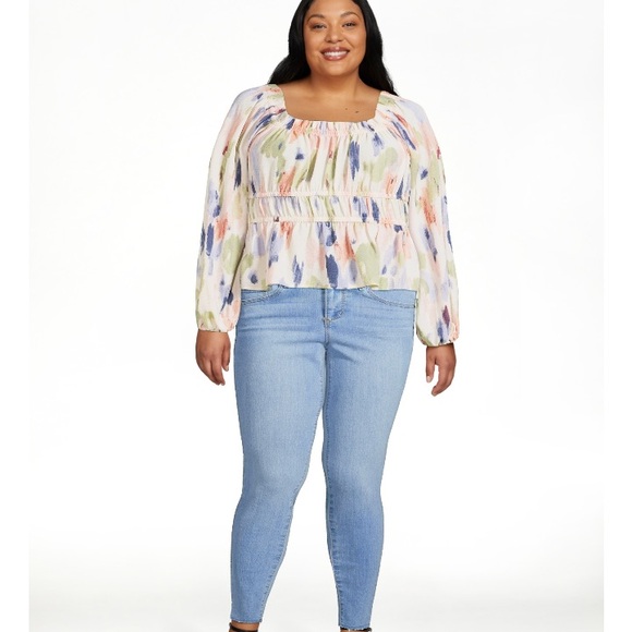 Sofia Jeans by Sofia Vergara Tops - Peplum Top with Long Sleeves Women's